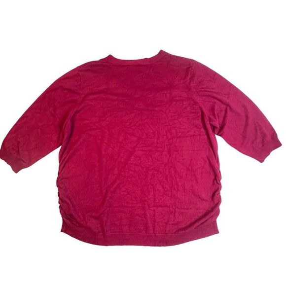 Slope Juniors Plus Blouse Womens 3X Burgundy V Neck Cinched Sweater Casual Top - Picture 6 of 9